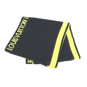 Louis Vuitton Scarf Mp2238 Wool Black Snood Logo Mens