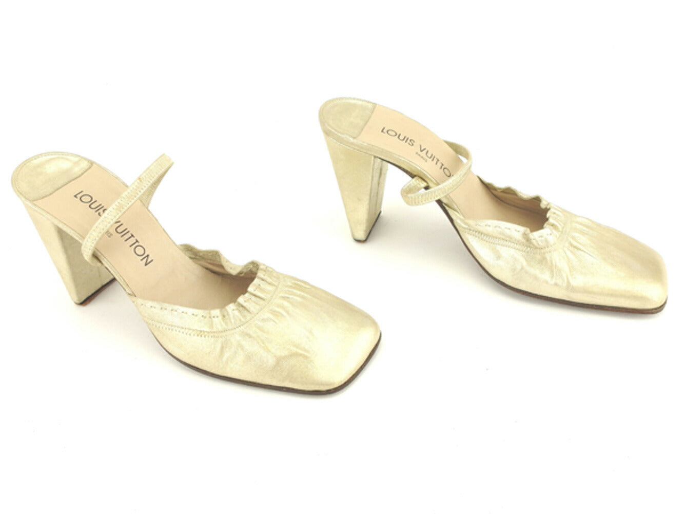 Louis Vuitton Pumps Gold #38 Half Instep With Strap