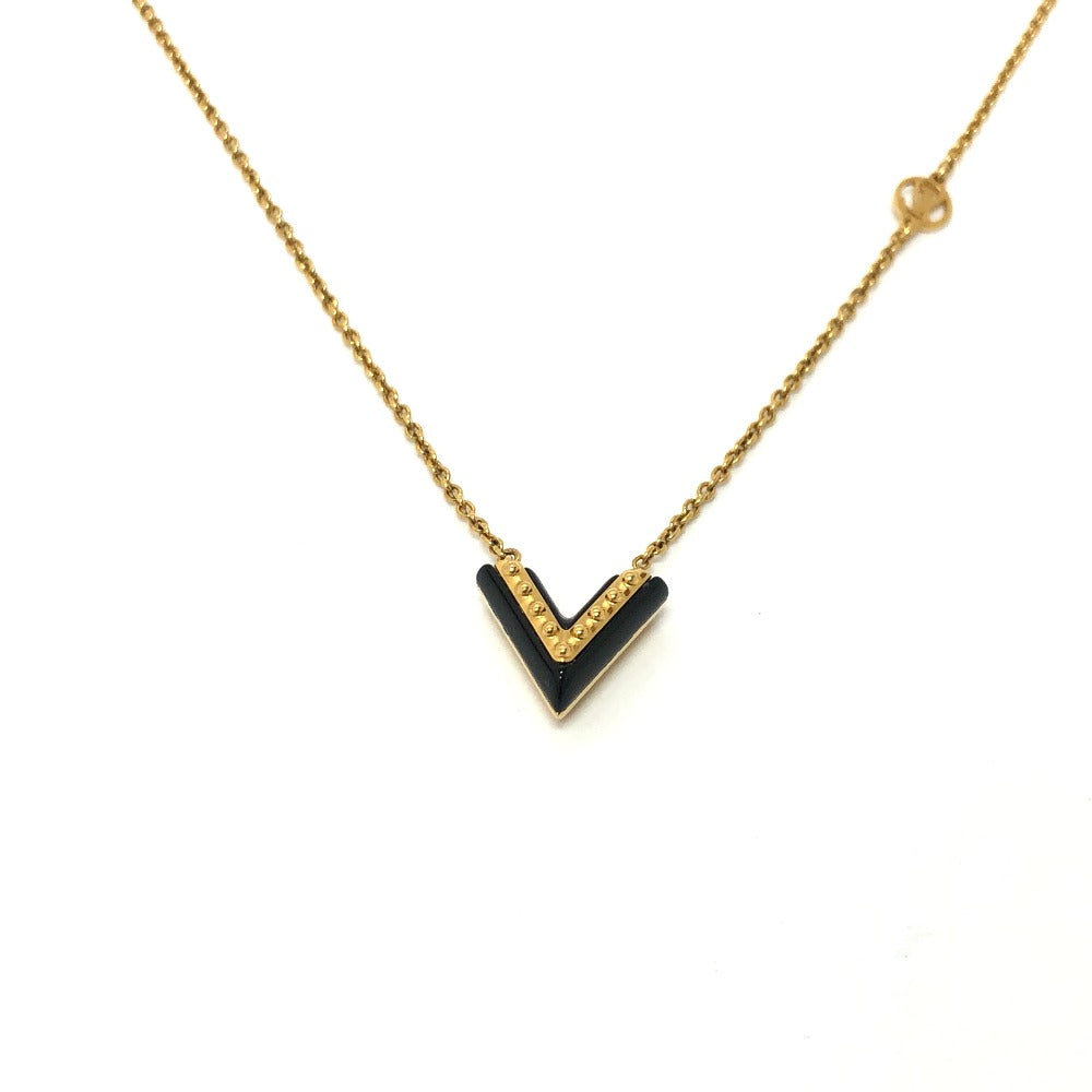 Louis Vuitton Necklace M63181 Metal Gold X Black Lv Circle Essential V Women