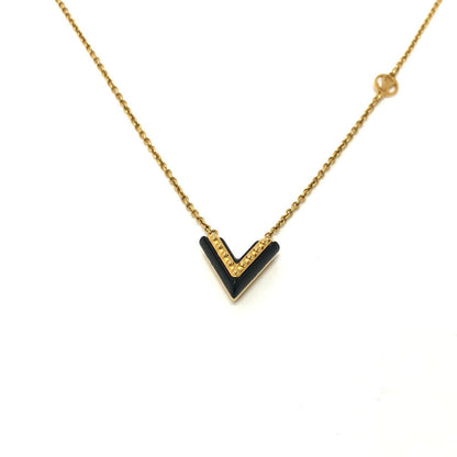 Louis Vuitton Necklace M63181 Metal Gold X Black Lv Circle Essential V Women