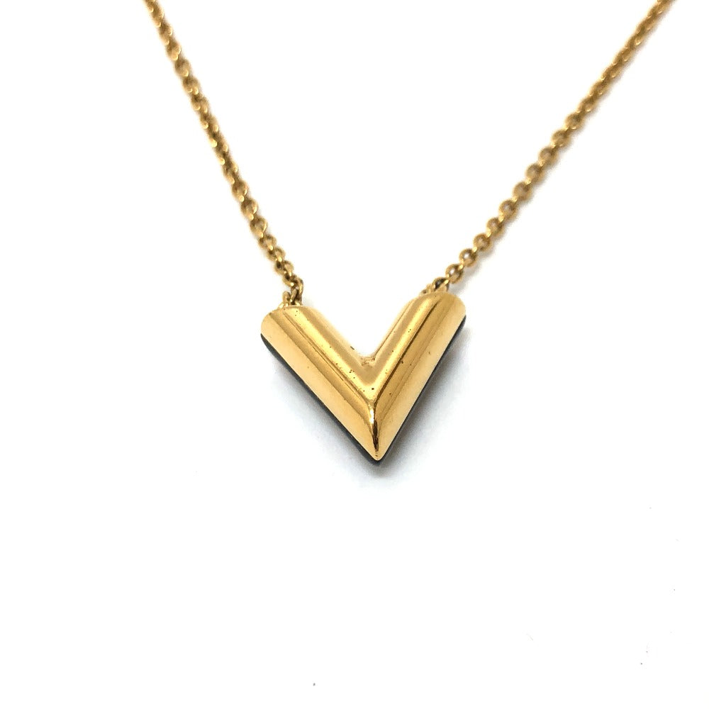 Louis Vuitton Necklace M63181 Metal Gold X Black Lv Circle Essential V Women