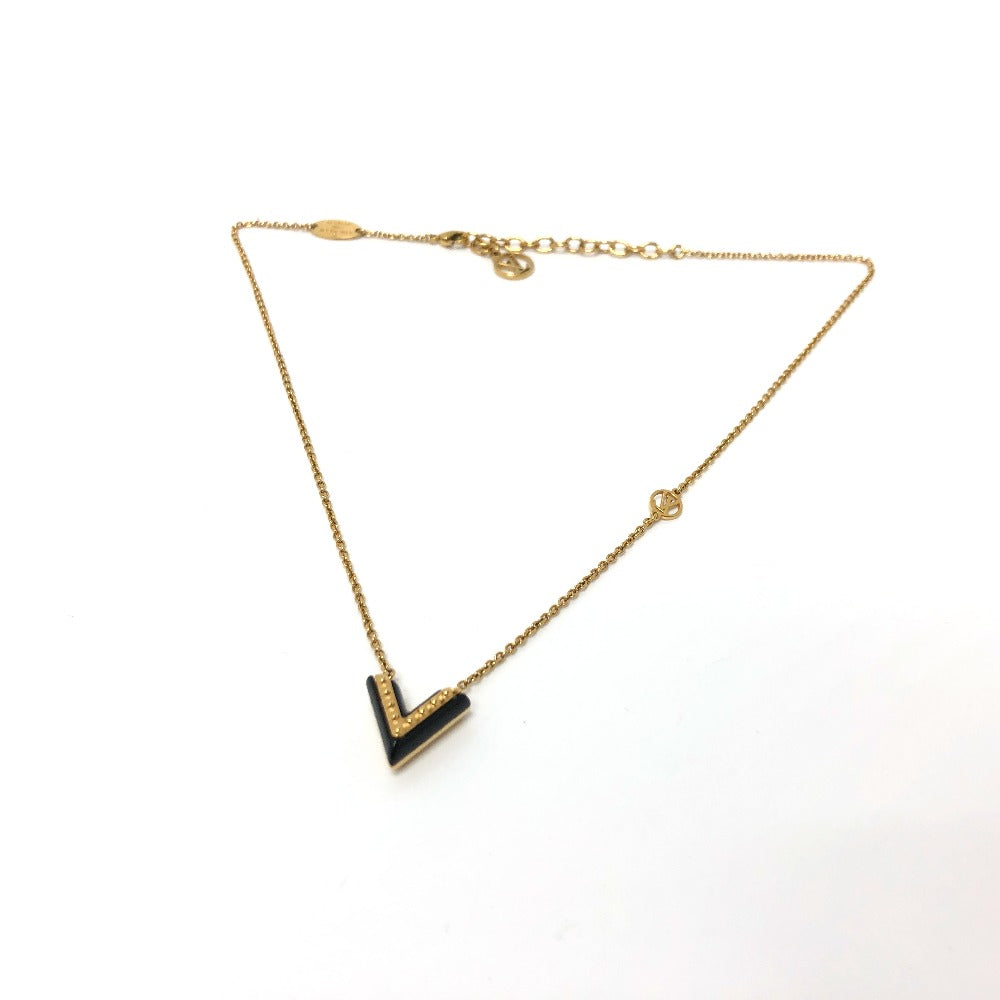 Louis Vuitton Necklace M63181 Metal Gold X Black Lv Circle Essential V Women