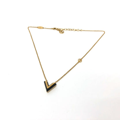 Louis Vuitton Necklace M63181 Metal Gold X Black Lv Circle Essential V Women