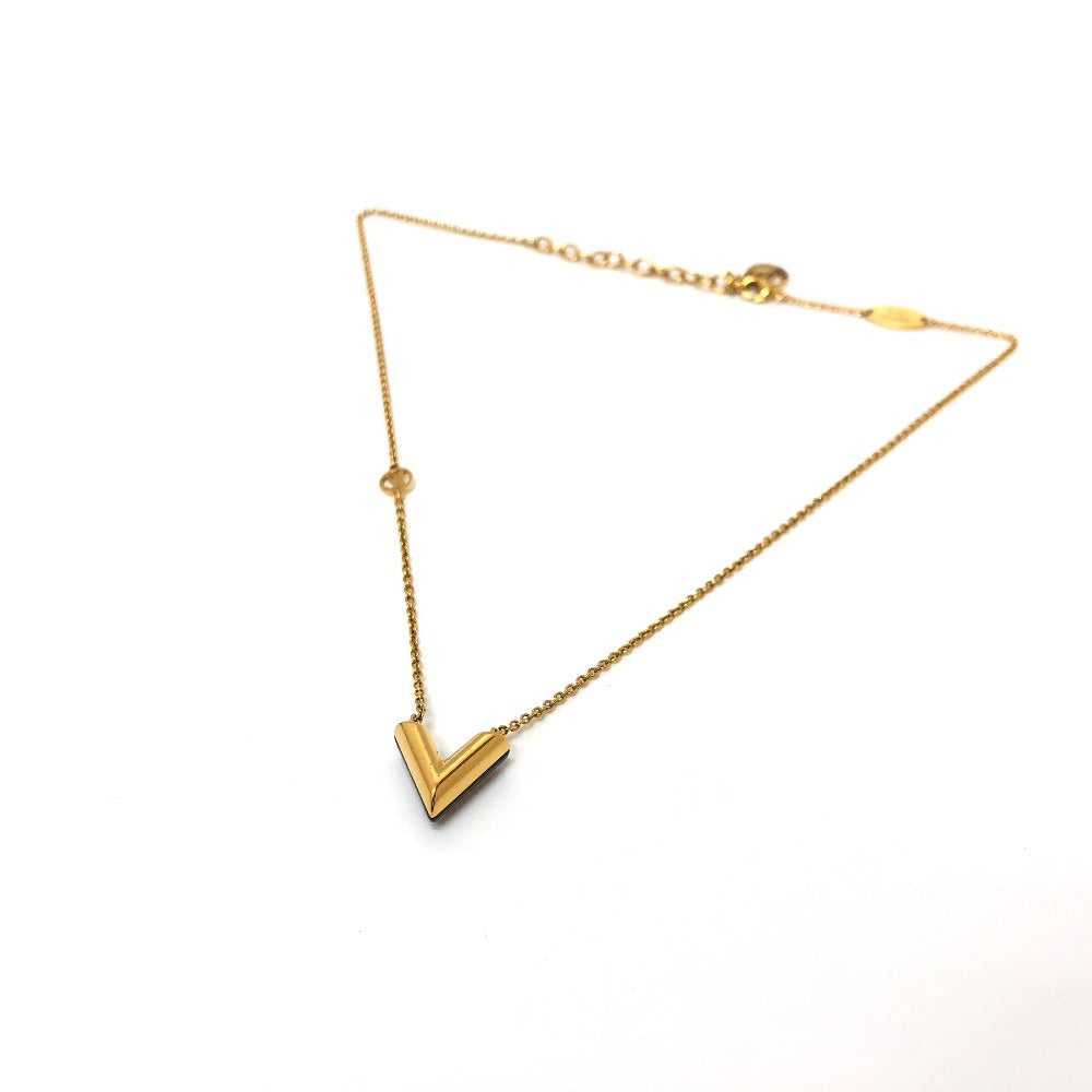 Louis Vuitton Necklace M63181 Metal Gold X Black Lv Circle Essential V Women