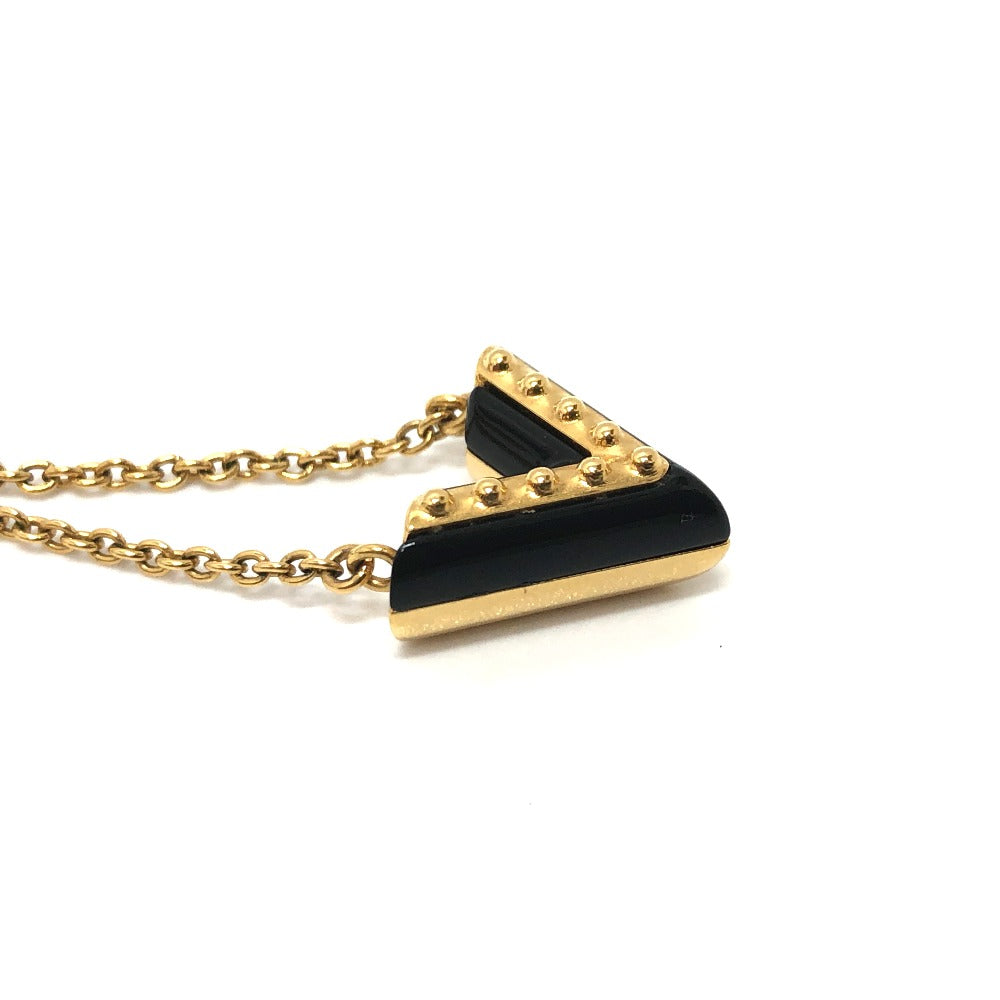 Louis Vuitton Necklace M63181 Metal Gold X Black Lv Circle Essential V Women