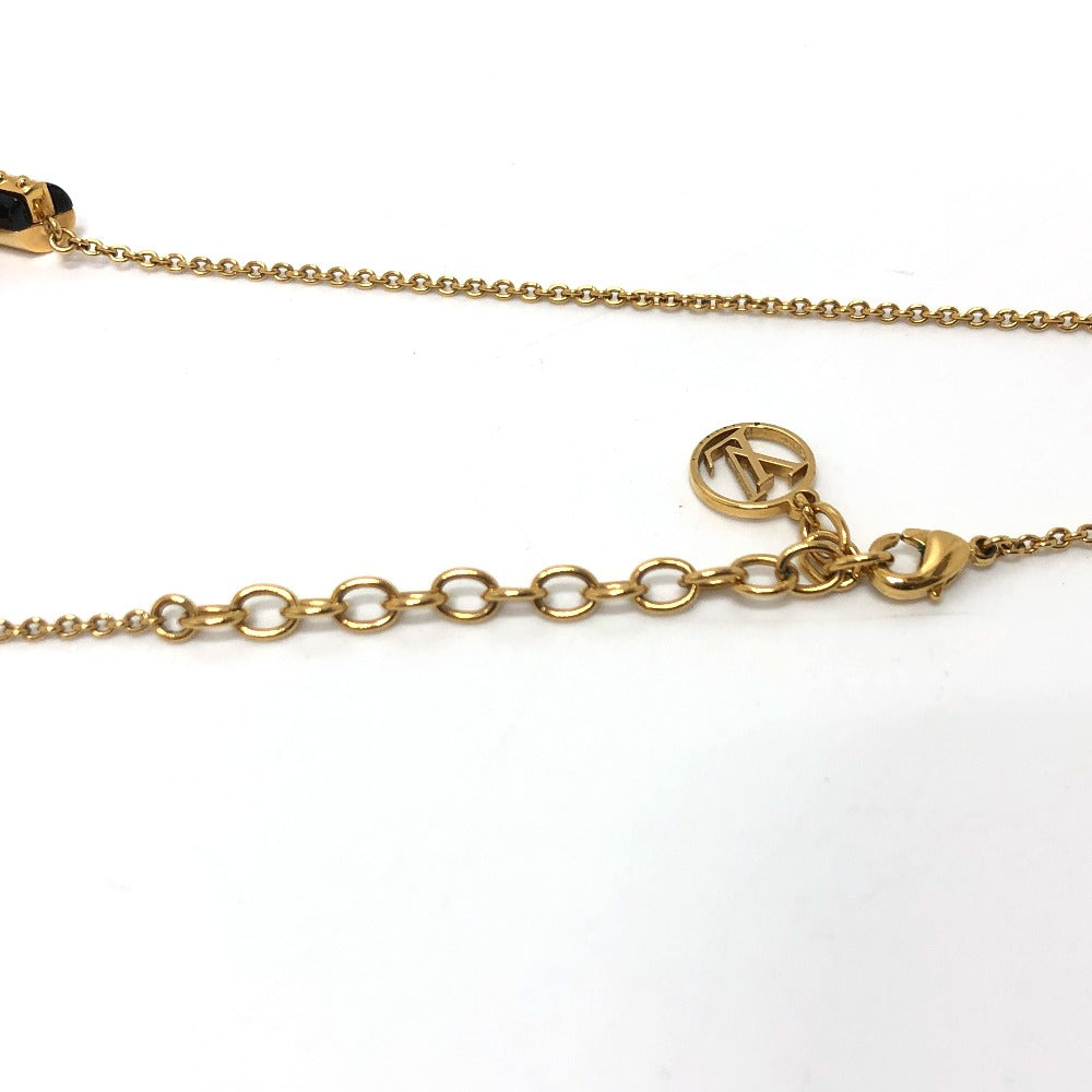 Louis Vuitton Necklace M63181 Metal Gold X Black Lv Circle Essential V Women