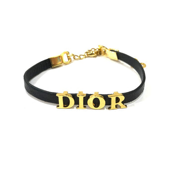 Dior Bracelet Metal, Leather Black Logo Women