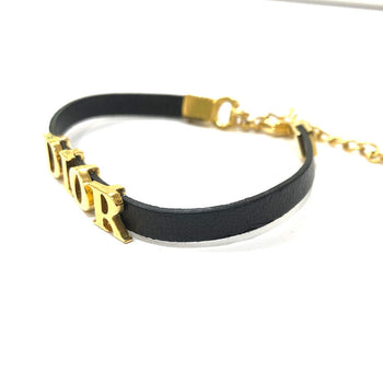 Dior Bracelet Metal, Leather Black Logo Women