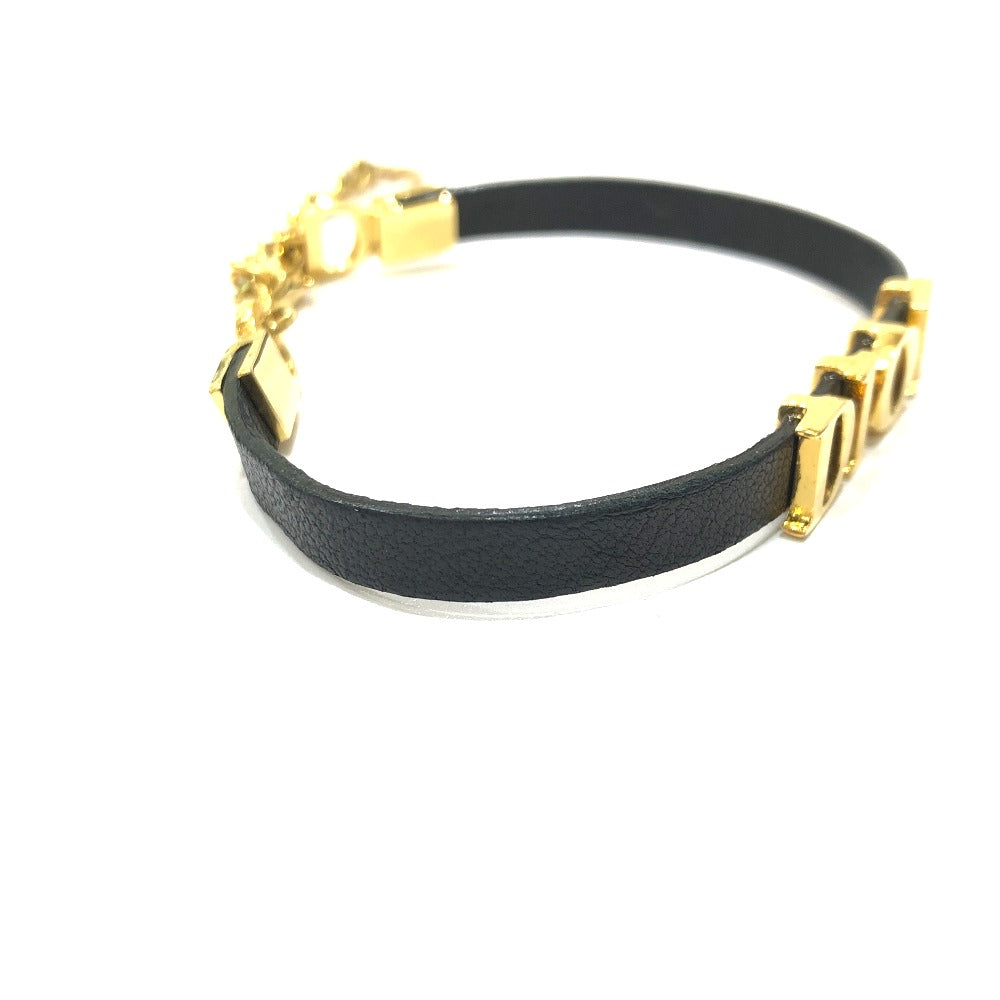 Dior Bracelet Metal, Leather Black Logo Women