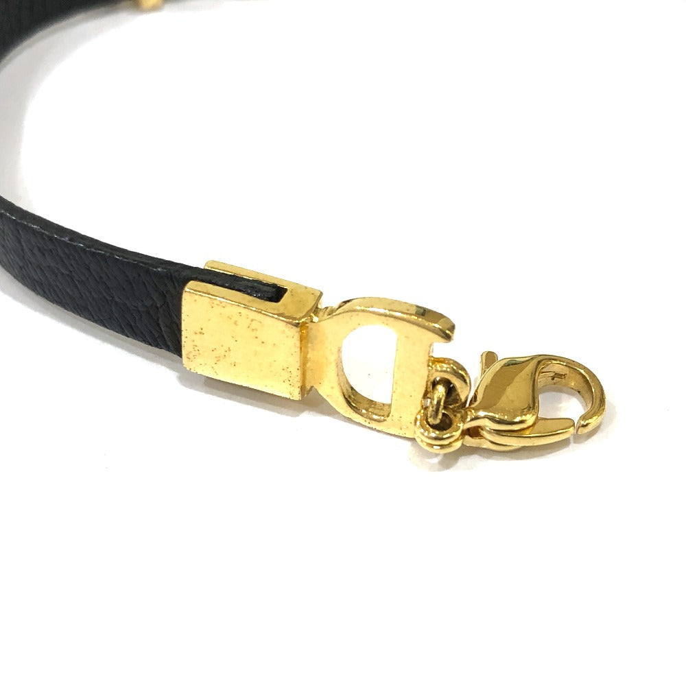 Dior Bracelet Metal, Leather Black Logo Women