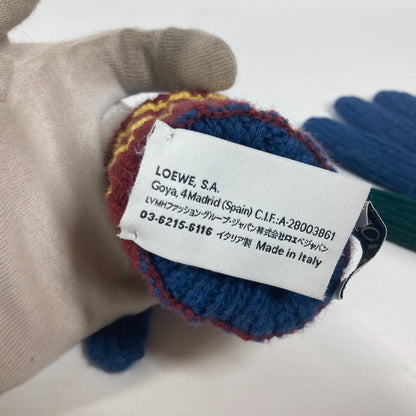 Loewe Gloves Wool Blue Accessories Anagram Logo