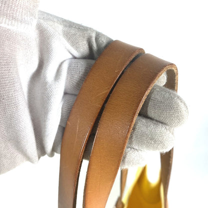 Hermes Shoulder Bag Leather / Canvas Yellow Etrivire Elan Women