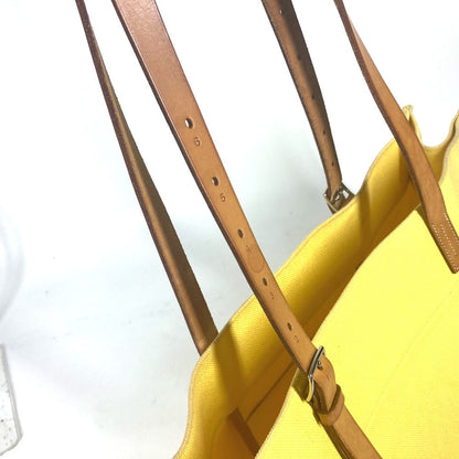 Hermes Shoulder Bag Leather / Canvas Yellow Etrivire Elan Women