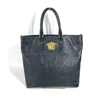 Versace Handbag Leather Black Logo Medusa Unisex(Unisex)