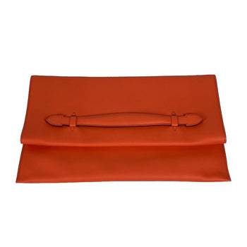 Hermes Clutch Bag Swift Orange Flap Pouch Puri Plat