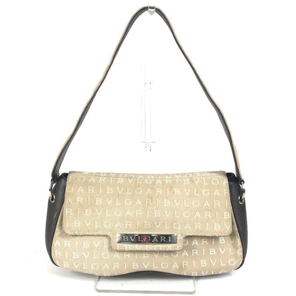 Bvlgari Shoulder Bag Leather / Canvas Beige Logo Mania