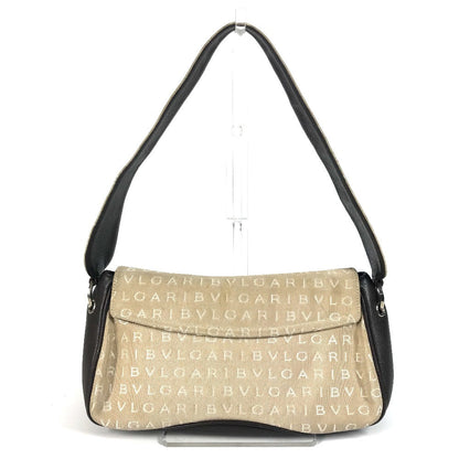 Bvlgari Shoulder Bag Leather / Canvas Beige Logo Mania