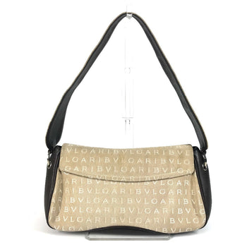 Bvlgari Shoulder Bag Leather / Canvas Beige Logo Mania
