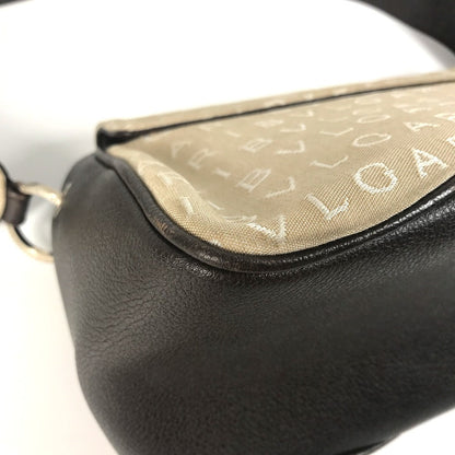 Bvlgari Shoulder Bag Leather / Canvas Beige Logo Mania
