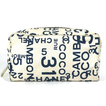 Chanel Pouch Canvas White Bysy Line Pouch Women