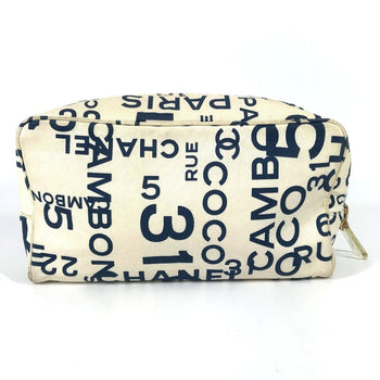 Chanel Pouch Canvas White Bysy Line Pouch Women