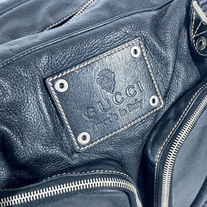 Gucci Boston Duffel Bag 201847 Leather Black Hysteria Logo Unisex(Unisex)