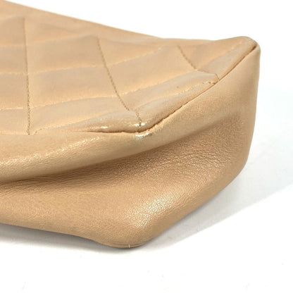 Chanel Pouch Leather Beige Cambon Line Cc Coco Mark Logo Women