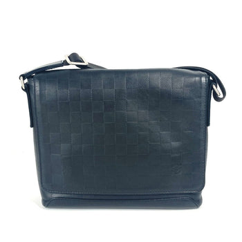 Louis Vuitton Shoulder Bag N41033 Damier Anfini Leather Black Damier Anfini District Pm
