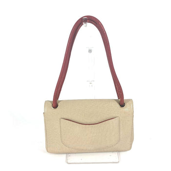 Chanel Shoulder Bag Leather Beige Cc Coco Mark Punching