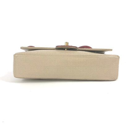 Chanel Shoulder Bag Leather Beige Cc Coco Mark Punching