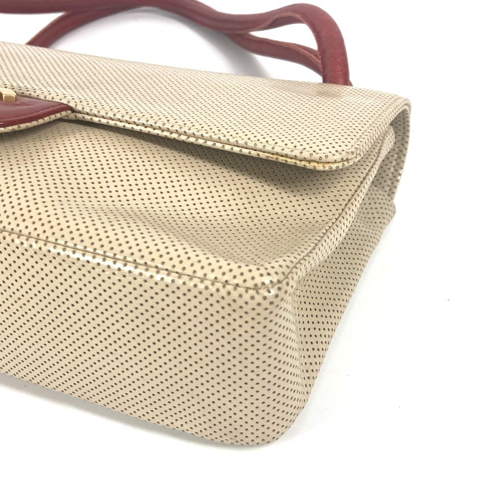 Chanel Shoulder Bag Leather Beige Cc Coco Mark Punching