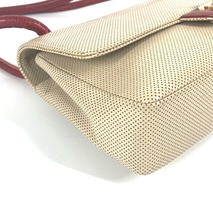 Chanel Shoulder Bag Leather Beige Cc Coco Mark Punching