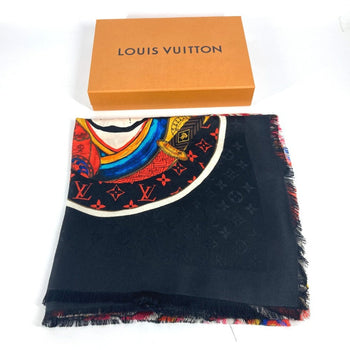 Louis Vuitton Shawl Mp1944 Silk, Wool Black Kabuki Yamamoto Hirosai Shawl Monogram Kabuki Sticker