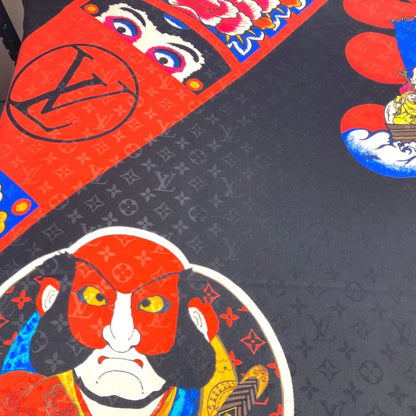 Louis Vuitton Shawl Mp1944 Silk, Wool Black Kabuki Yamamoto Hirosai Shawl Monogram Kabuki Sticker
