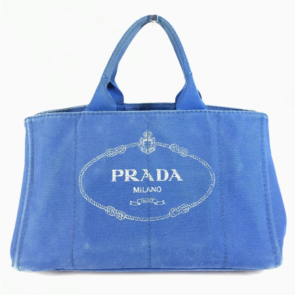 Prada Tote Bag Canvas Blue Canapa L