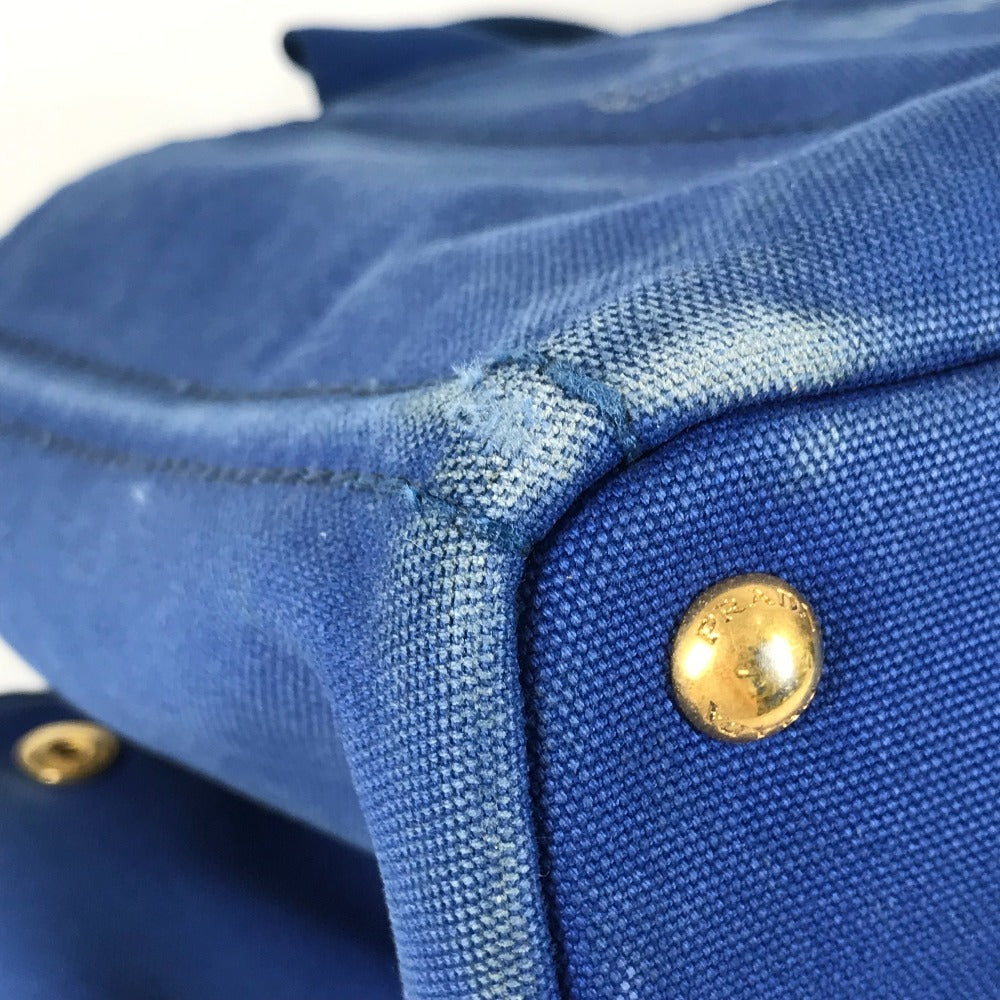 Prada Tote Bag Canvas Blue Canapa L
