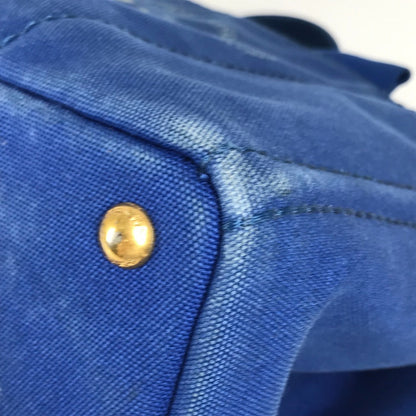 Prada Tote Bag Canvas Blue Canapa L