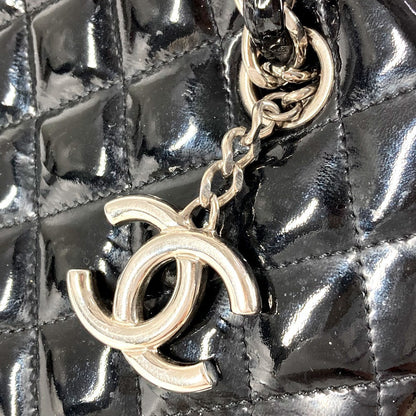 Chanel Shoulder Bag Enamel Black Mademoiselle Boring Bag Cc Coco Mark Logo Matelasse Quilting