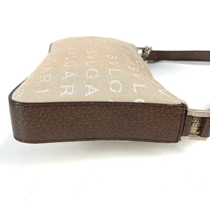 Bvlgari Shoulder Bag Leather / Canvas Beige Logomania Logo