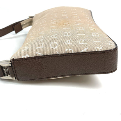 Bvlgari Shoulder Bag Leather / Canvas Beige Logomania Logo