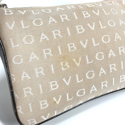 Bvlgari Shoulder Bag Leather / Canvas Beige Logomania Logo