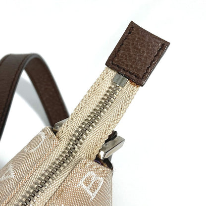 Bvlgari Shoulder Bag Leather / Canvas Beige Logomania Logo