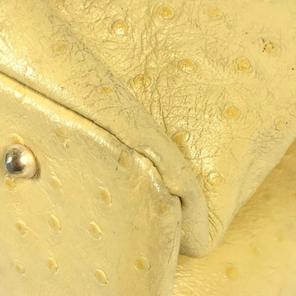 Versace Shoulder Bag Embossed Leather Yellow Vintage Sunburst Logo