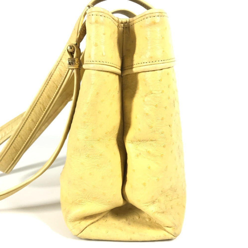 Versace Shoulder Bag Embossed Leather Yellow Vintage Sunburst Logo