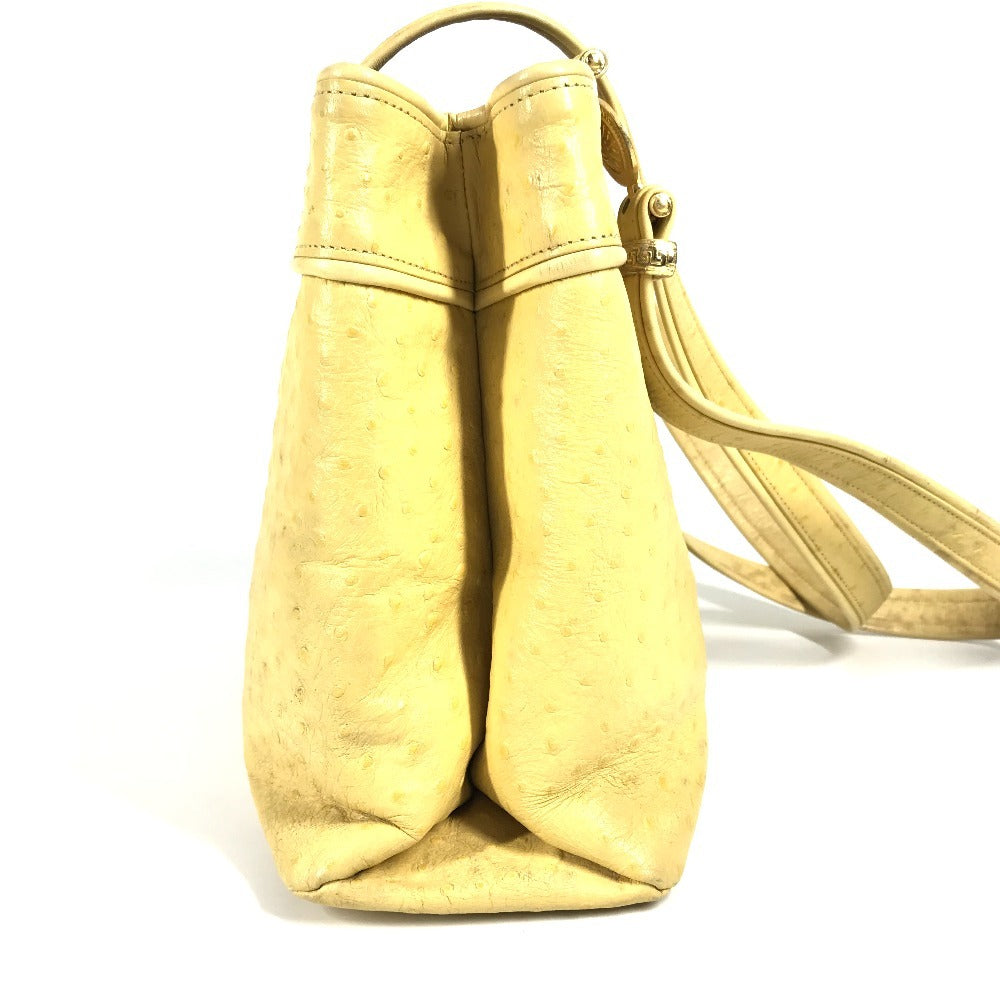 Versace Shoulder Bag Embossed Leather Yellow Vintage Sunburst Logo