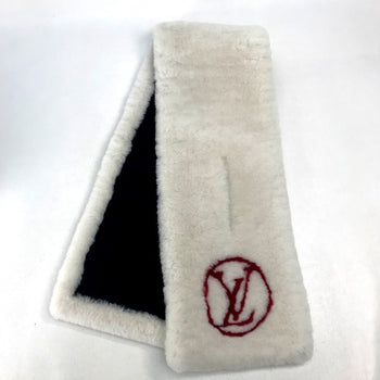 Louis Vuitton Scarf M70434 Cashmere, Mouton White X Red Monogram Flower Escharp Shirring Darling
