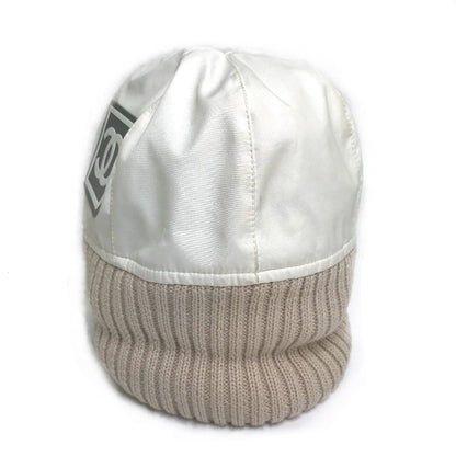 Chanel Knit Hat Polyester Ivory / Beige Cc Coco Mark Sports Line Logo Women S