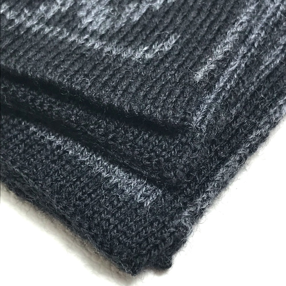 Louis Vuitton Scarf 401910 Wool Black Grey Chevron Stripes Mens