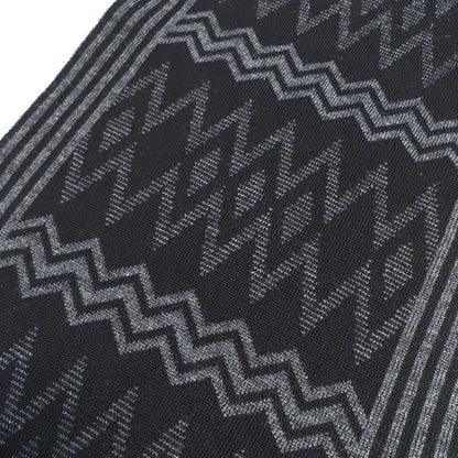 Louis Vuitton Scarf 401910 Wool Black Grey Chevron Stripes Mens