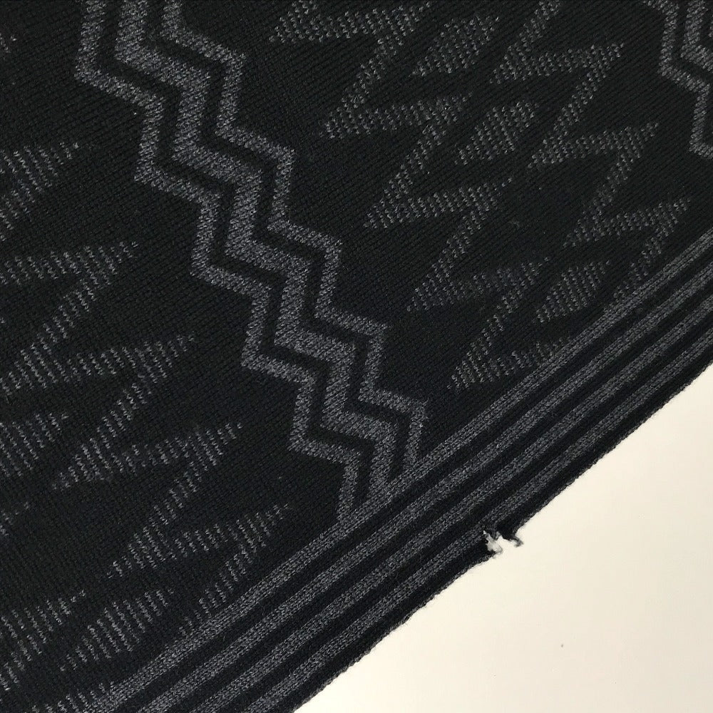 Louis Vuitton Scarf 401910 Wool Black Grey Chevron Stripes Mens